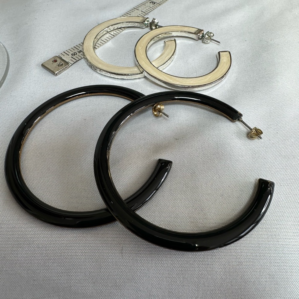Two pair of open back vintage hoop earrings